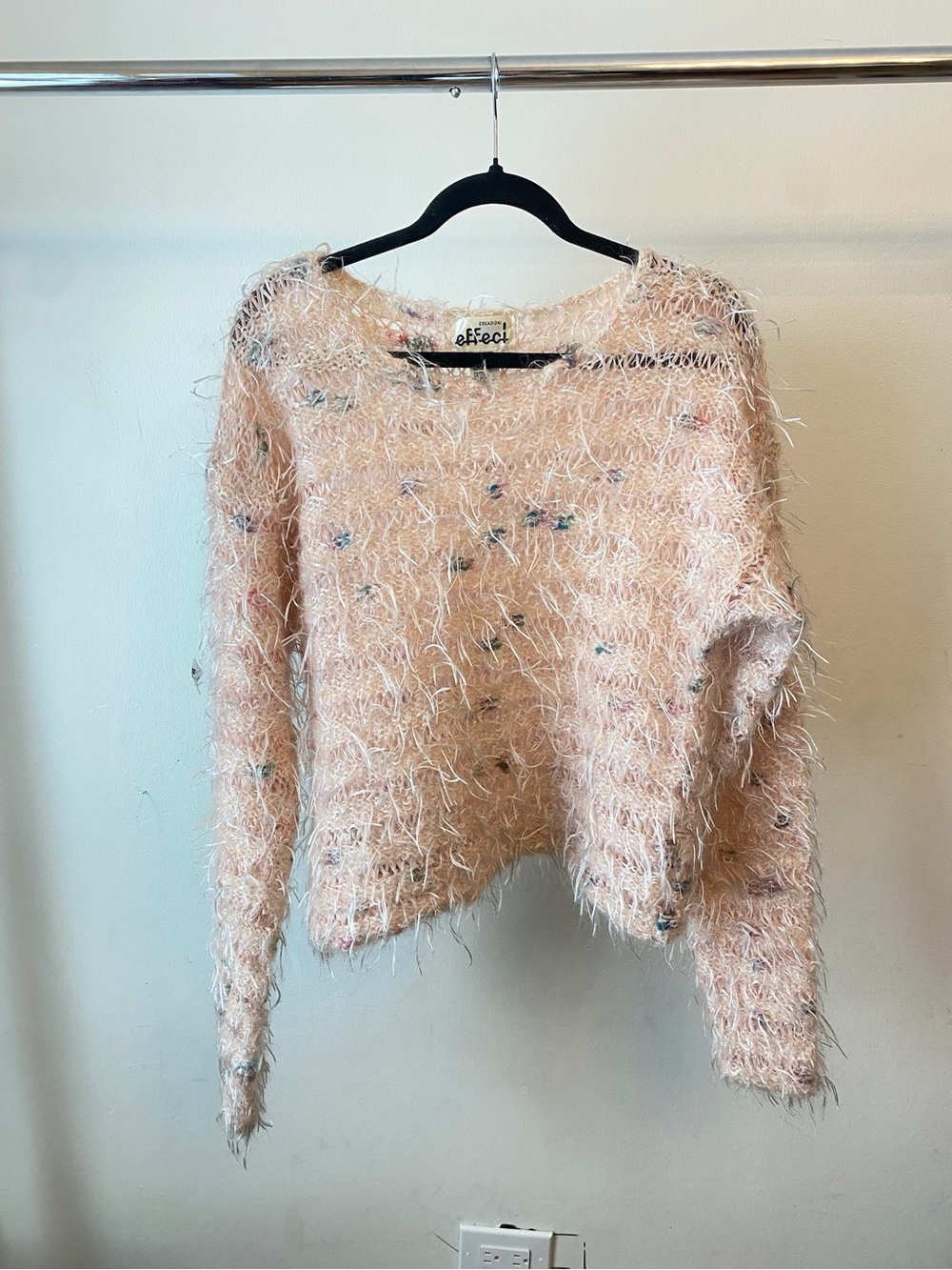 Effeci Pink Eyelash Crewneck Sweater